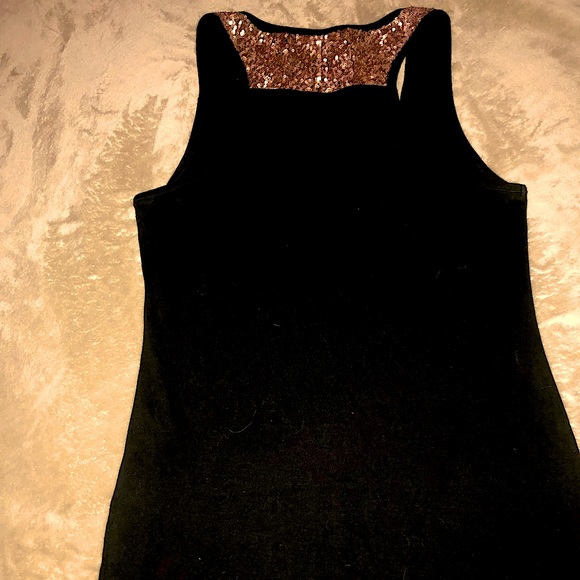 Tops - Beautiful black tank top w/gold sequins around shoulders and on the back!